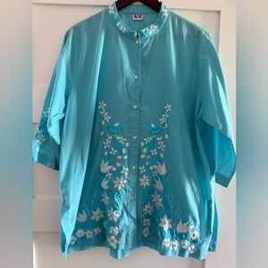 Vintage Daisy’s Creations Aqua Embroidered Tunic